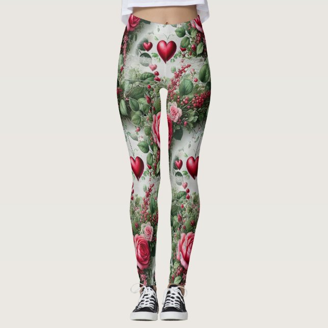 Leggings de corazones y rosas del día de San Valen (Anverso)