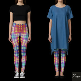 Leggings de Cuadro Coloridos Chic