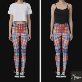 Leggings de Cuadro Coloridos Chic