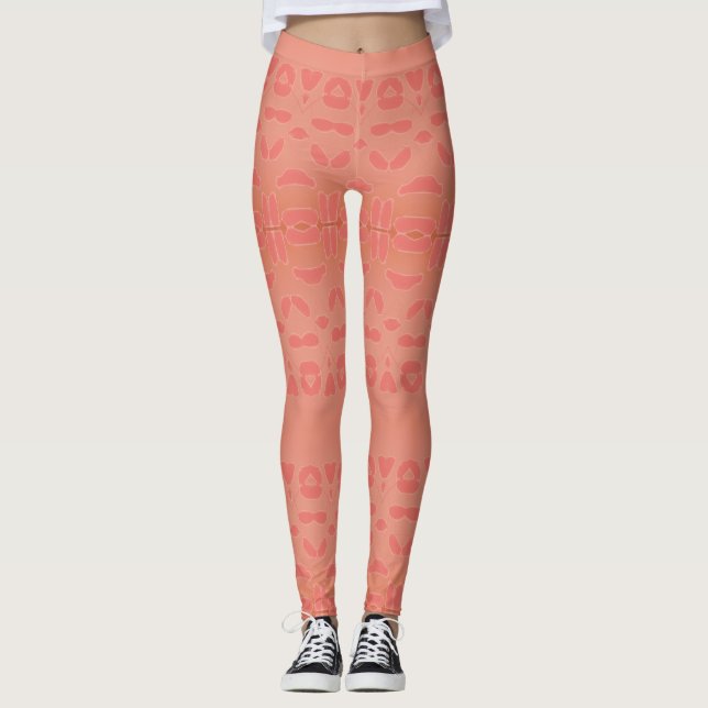 Leggings de damas con estampado de coral rosa (Anverso)