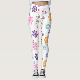 Leggings de diseño floral colorido de moda