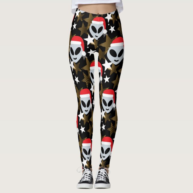 leggings de emoji alienígena de santa (Anverso)
