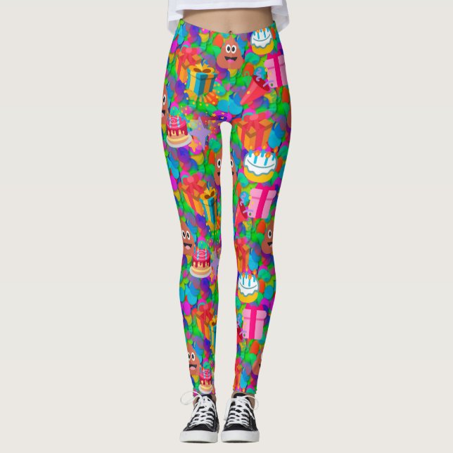 leggings de emoji de caca de cumpleaños feliz (Anverso)