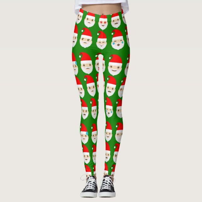 leggings de emoticonos de la emoji santa (Anverso)