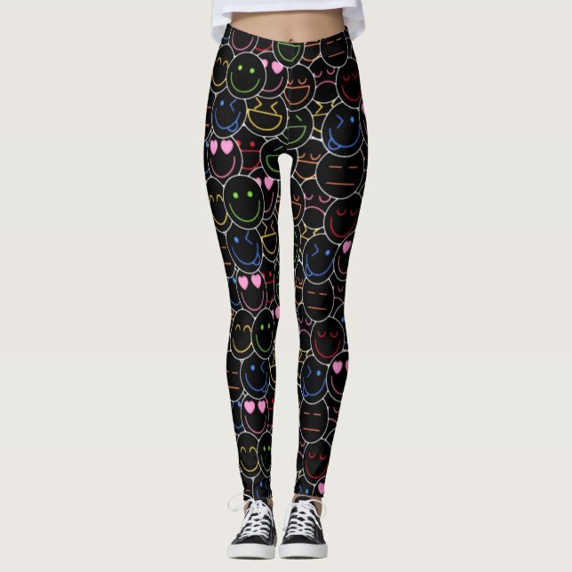 Leggings de emoticonos neones: vibraciones retro y (Anverso)