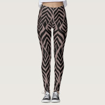 Leggings de estampado de safari abstracto marrón y