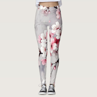 Leggings de Flor de Cerezo Japonesa Minimalista