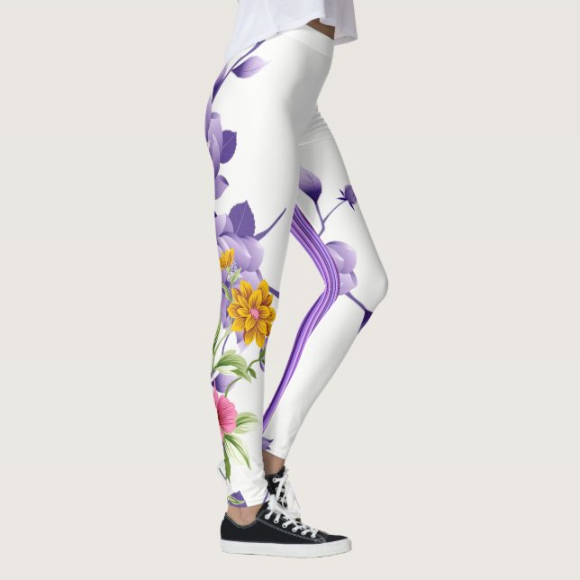 Leggings de Floral a Rayas Morado (Derecha)