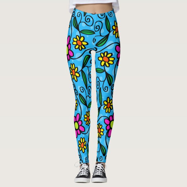 leggings de flores de doodle (Anverso)