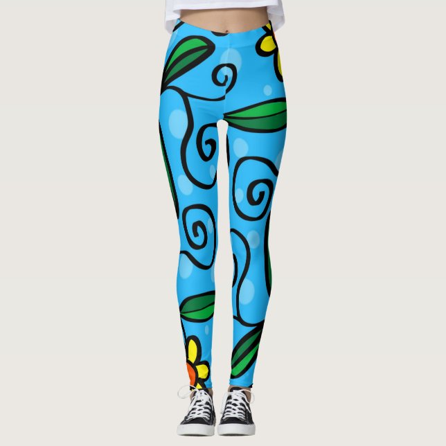 leggings de flores de doodle (Anverso)