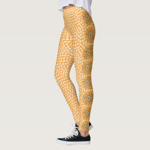 Leggings de flores de los años 70 retro naranja