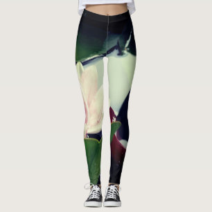 Leggings de fotografía de flor de loto rosa