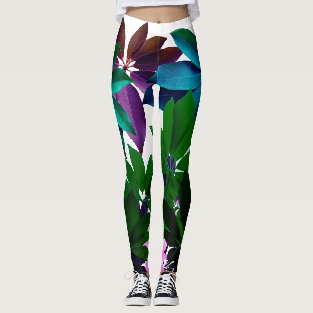 Leggings de Hojas Verdes y Rosas (Anverso)