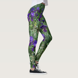 Leggings de impresión de jardín de iris púrpura