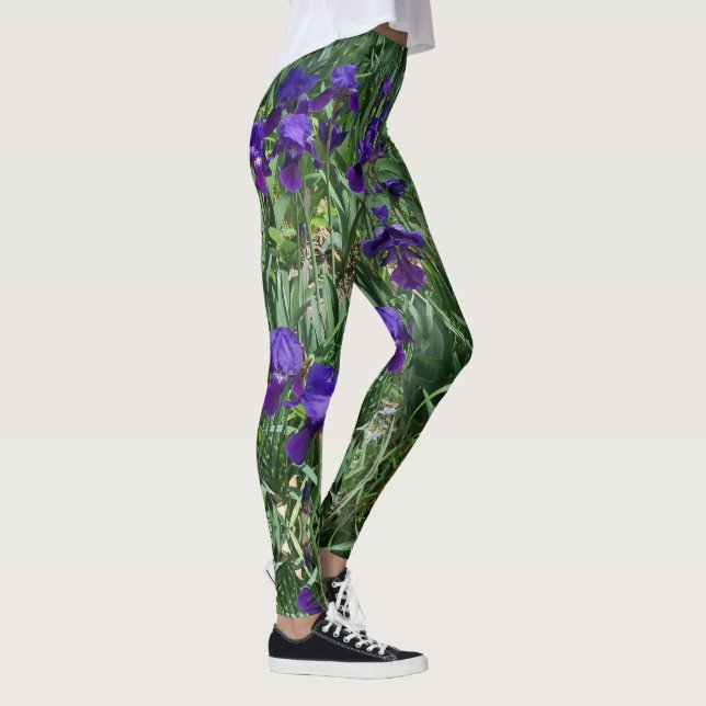 Leggings de impresión de jardín de iris púrpura (Derecha)