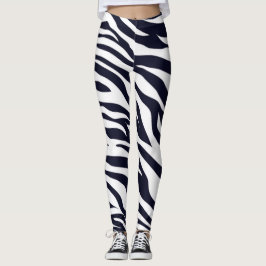 Leggings de impresión para animales blancos y negr