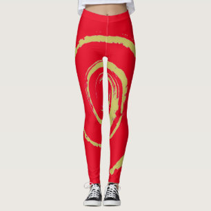 Leggings de Impresión Total con Remolino Dorado