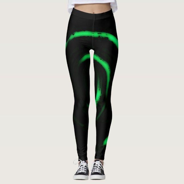 Leggings de Impresión Total con Remolino Verde sob (Anverso)