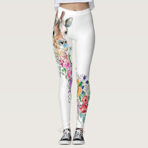 Leggings de jirafa floral de primavera
