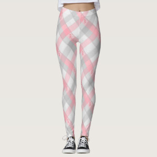 Leggings De la cinta de la tela escocesa polainas rosadas