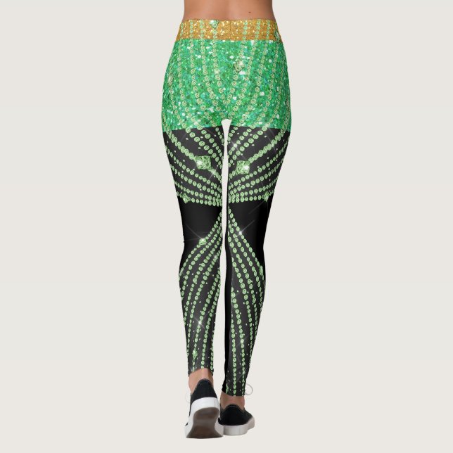 Leggings de la moda verde de los hongos y el pop n (Reverso)