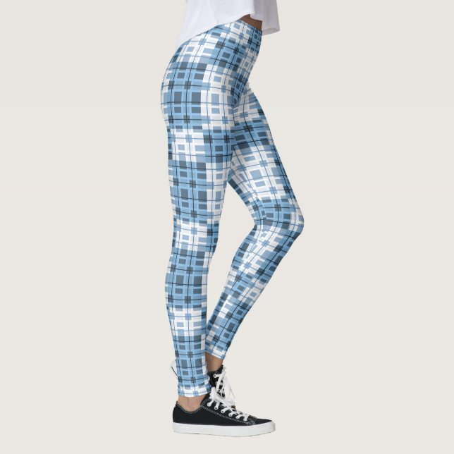 Leggings de las mujeres-Blue Plaid (Derecha)