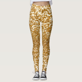 leggings de las mujeres de oro de destello