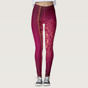 Leggings de Magenta Dorado Elegantes