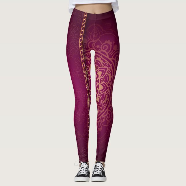 Leggings de Magenta Dorado Elegantes (Anverso)