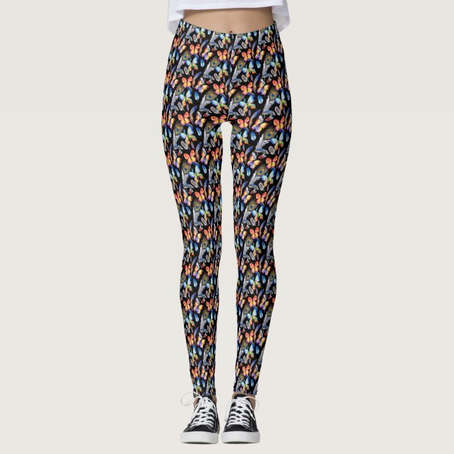 Leggings de mariposa acuarela para mujeres (Anverso)