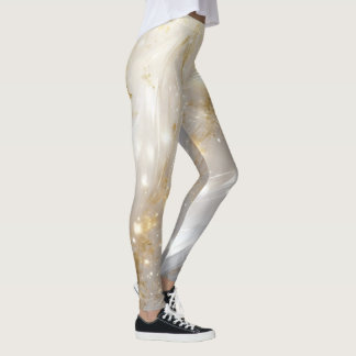 Leggings de mármol floral dorado elegante