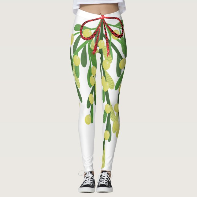 leggings de mistletoe de navidad roja (Anverso)