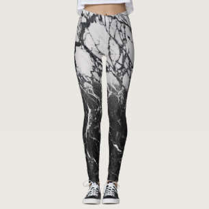 Leggings De moda atractivo moderno de mármol negro y blanco