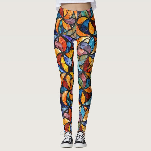 Leggings de moda con mosaico de vidrio teñido (Anverso)