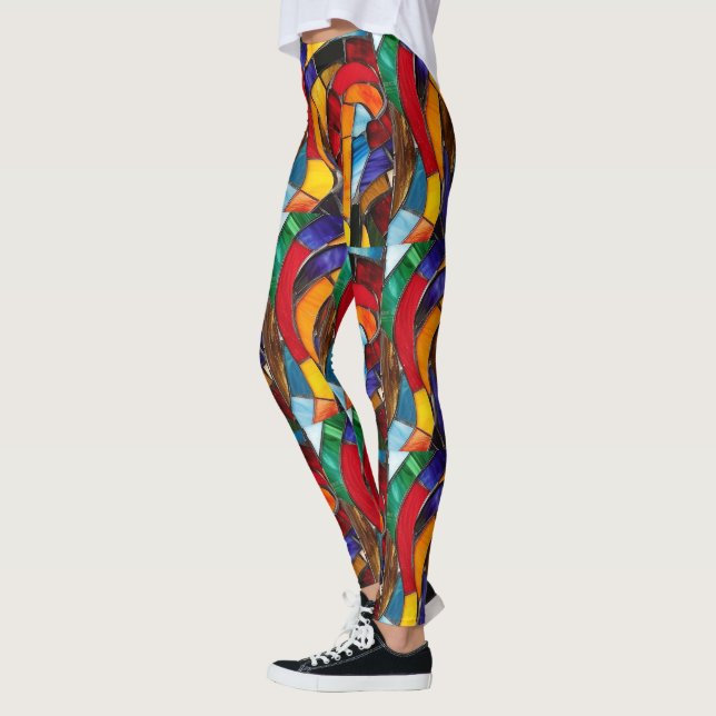 Leggings de moda con mosaico de vidrio teñido (Izquierda)