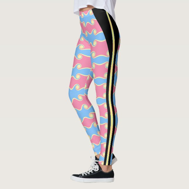 Leggings de Moda con Ondas Abstractas Giratorias (Izquierda)