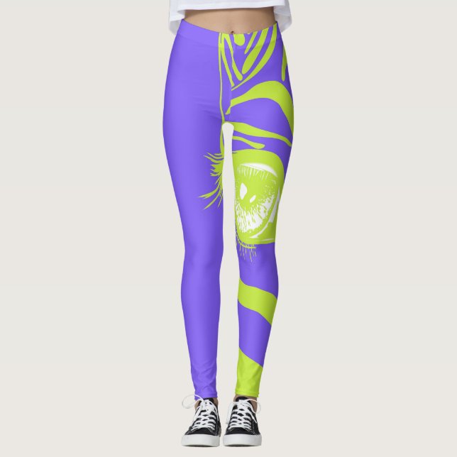 Leggings de moda con patrón de cebra neón (Anverso)