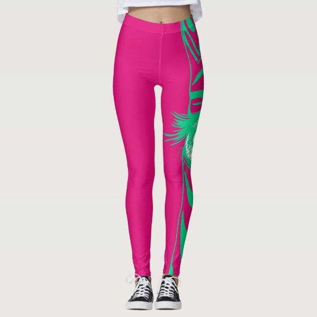 Leggings de moda con patrón de cebra neón (Anverso)