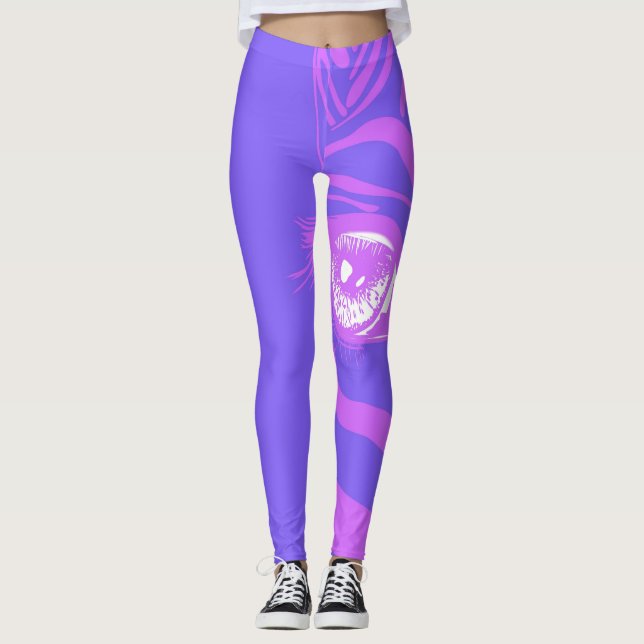 Leggings de moda con patrón de cebra neón (Anverso)