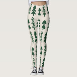 Leggings de moda con patrón de pinos para mujeres