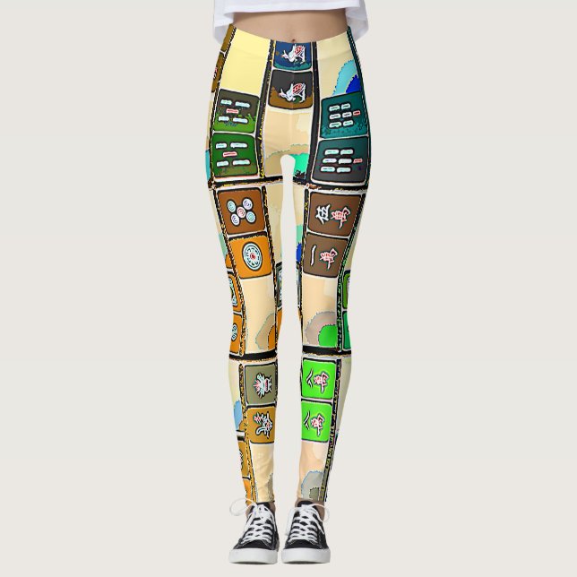 Leggings de mosaicos gráficos de Mah Jongg (Anverso)