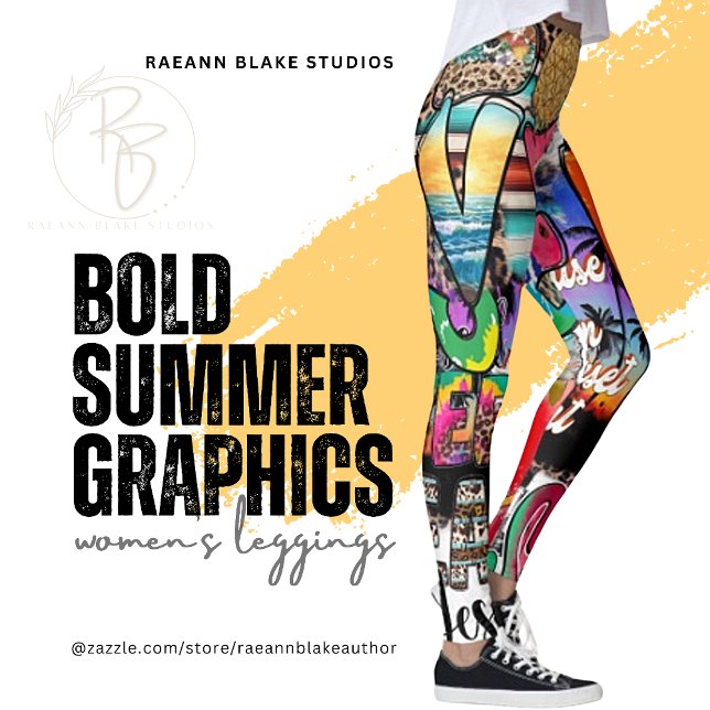 Leggings de mujer con gráficos de verano en negrit (Subido por el creador)