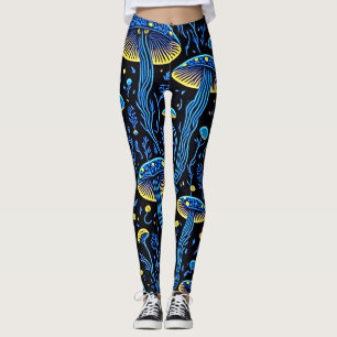 Leggings de mujer con patrón de hongos psicodélico
