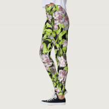 Leggings de mujer de flor de manzano de primavera