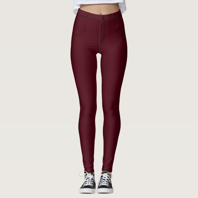 Leggings de Mujer de Jeans Rojos Falsos (Anverso)