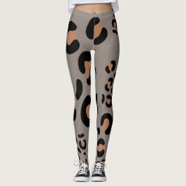 Leggings de mujeres de leopardo negro y marrón