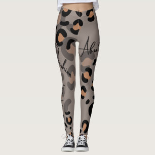 Leggings de mujeres de leopardo negro y marrón