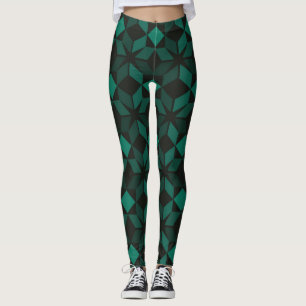 Leggings de mujeres geométricas verdes
