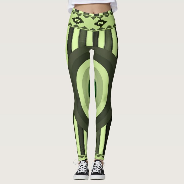 leggings de mujeres negras verdes (Anverso)