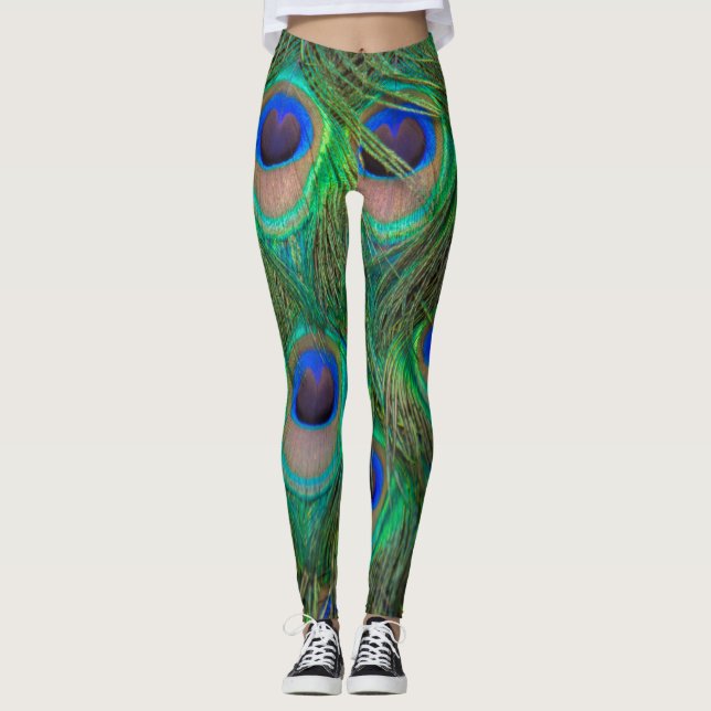 Leggings de mujeres-plumas de pavo real (Anverso)